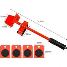 5 PCS Heavy Duty Furniture Shifter Lifter Set Wheel Moving Removal Slider Moving - Red - View 4