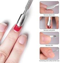 3pcs Metal Silver Cuticle Pusher And Remover, Nail Clipper/Cutter/Stainless Steel Gel Scraper Tools, Nail Polish Remover/Stripper, Salon Manicure Pedicure Cleaner For Fingernails And Toenails, Double-Ended Design - Silver - View 3