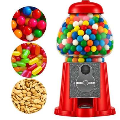 American Gumball Company - Metal 11-Inch Retro Style Red Gumball Machine, Made For 062 Inch Gumballs, Candy Or Nuts, Accepts Any US Coin