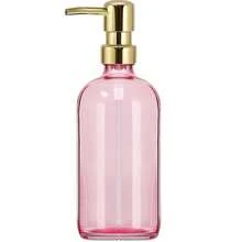 GMISUN Pink Soap Dispenser Bathroom, 1 Pack Glass Dish Soap Dispensers For Kitchen With Rustproof Plastic Gold Pump, 17 Fl Oz Bathroom Hand Soap Dispenser, Modern Liquid Dishwashing Dispensers Bottle - Chai màu hồng + Bơm vàng - Xem 1