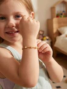 1 Peça Pulseira Elegante e da Moda em Aço Inoxidável Dourado, Pulseira Infantil, Pulseira Decorativa para Festa, Acessório de Presente, para Família e Amigos - Dourado - Visão 10