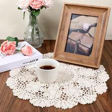 16Inch Round Doilies For Tables Crochet Doilies Tablecloth Beige Doily Cotton Lace Doily Handmade Table Doilyy Overlay (1 Pack, 40cm Diameter) - Beige - View 5
