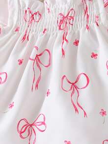 2pcs Baby Girls Cute Fresh Suspender Top + Shorts Set, Casual & Summer Outfit - White - View 6