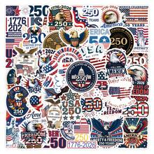 55张美国建国250周年纪念贴纸（1776-2026）复古美国250周年爱国乙烯基贴纸，适用于水瓶、保险杠、汽车、笔记本电脑 - 爱国必备 - 彩色 - 查看 1
