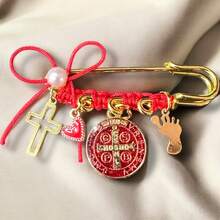 TendenciaSeguro Para Embarazada Broche Dije De Protección Con Imagen Dorado Con Rojo Medalla De San BenitoCalidad premium - 1 - Ver 7