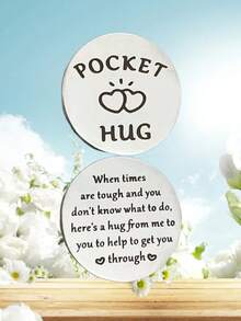 Pocket Hug Keychain - Double-Sided Coin Purse, Heart Design, Gift For Cancer Patients, Unisex Black Chain, Compass Symbol, Compass Keychain Slogan, Casual, Party, Cute, Elegant, Stainless Steel