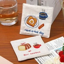 1pc Embroidered Coaster Couple Birthday Gift Home Decor Pendant Self Embroidered Coffee Coaster - Multicolor - View 11