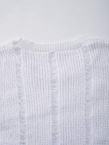 ANDREILEE Spring & Summer Hollow Breathable Knit Loose Fit Casual Sweater For Men - White - View 9