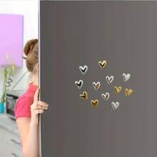 6/12/15pcs Gold & Silver Heart Shaped Magnets - Cute Decorative Fridge Magnets For Kitchen, Office, Whiteboard, Locker, Dishwasher, Great For Christmas, Valentine's Day, Thanksgiving, Mother's Day, Graduation Gifts - Multicolor - View 9