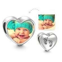 1件可定制照片吊坠项链，无限爱心/十字架/脚印爱心设计，银色，个性化礼物，适合女性，生日、周年纪念日、圣诞节、情人节