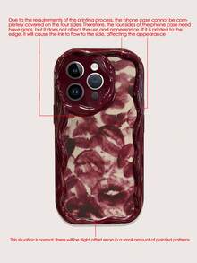 Lip Painting New Flat Printing Cream Texture Wine Red Soft Case Compatible With IP17/IP17PROMAX/Iphone16//Iphone16pro/Iphone16promax/Iphone15/ XR /7p8p/P12promax/P13promax/P14PROMAX /P13/P14/P11/P12/P14 Cute Fashionable Thick Protective Phone Case For XS/S/XSMAX/78GES2 - Multicolor - View 8