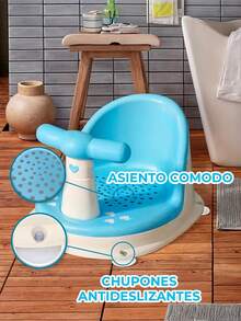 Ele-gate Asiento de Baño para Bebé con Respaldo y Ventosas Antideslizantes – Comodidad en el Baño - Azul - Ver 5