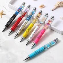 Bolígrafo de metal con diseño personalizado de texto/logotipo de océano aceitoso, bolígrafo de metal retráctil de giro grueso, adecuado para la oficina diaria, estudiantes, maestros, regalo pensativo para amigos, familiares y colegas - Multicolor - Ver 3