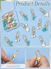 4pcs/Set Summer Beach Healing Style Turtle & Starfish Keychain Pendant: Blue-Green Fresh + Milky White Gentle Dual-Color Design, Metal Clasp + Faux Stone Decor, Cute Ocean Elements Keychain/Bag Charm (1 Of Each Color, 4 Pieces Total) - Multicolor - View 3