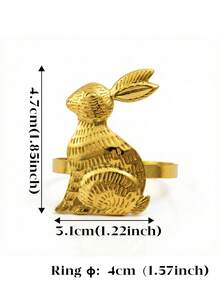 6 pezzi Anelli portatovaglioli a forma di coniglio dorato, portaposate decorativi a forma di coniglio, anelli portatovaglioli in lega minimalisti moderni, adatti per Pasqua/Natale/Feste/Matrimoni/Ringraziamento/Uso quotidiano - A - Visualizzare 5