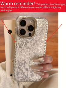 Funda de teléfono con patrón de flores blancas, brillo y glaciar, compatible con iPhone 17 Pro Max, 17 Pro, 16 Pro Max, 15, 13 Pro, 14 Plus, 12 Pro, 17 Air, 11, con borde de cristal de Rhinestone, a prueba de golpes y protección anti caídas - flores - Ver 8