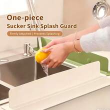 1pc Kitchen Sink Silicone Splash Guard - Non-Slip, Easy-To-Clean Countertop Barrier With Large Suction Cup. Fits Standard Sinks, Prevents Water Mess And Debris Buildup. Ideal For Home And Restaurant Kitchens. Kitchen Sink Accessories | Modern Kitchen Accessories | Durable Kitchenware