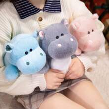 1个16厘米/6.29英寸创意河马毛绒玩具，可爱河马玩偶，动物玩偶，女孩节礼物，生日礼物，圣诞节礼物，万圣节礼物，新年礼物，节日礼物 - 彩色 - 查看 3