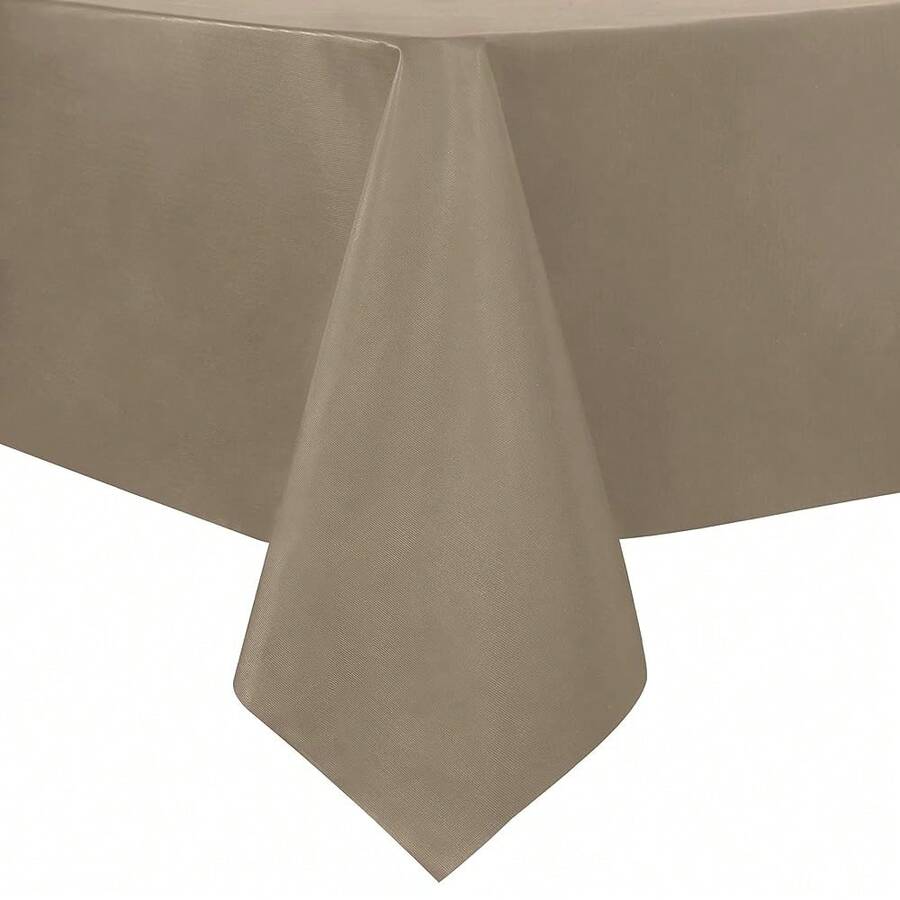 Sancua 1OO% Waterproof Rectangle PVC Tablecloth - 52 X 70 Inch - Oil Proof Spill Proof Vinyl Table Cloth, Wipe Clean Table Cover For Dining Tables, Buffet Parties And Camping, Khaki - Khaki52inchx70inchRectangular - View 1