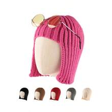 1PC Winter Knitted Hats Women Cute Rabbit Ear Soft Warm Thick Acrylic Luxury Coupleboy Label Beanies Skullies Personalized Casual Party Couples Hats - Patch Tai Dài - Xem 11