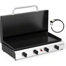 2 Burner Portable Propane Griddle With Lid, 20000BTU Tabletop Flat Gas Grill With Ignition And Oil Collector, Camping Griddle For Outdoor Cooking Patio Backyard Sandbeach BBQ Party - Bếp ga để bàn 2 bếp - Xem 10