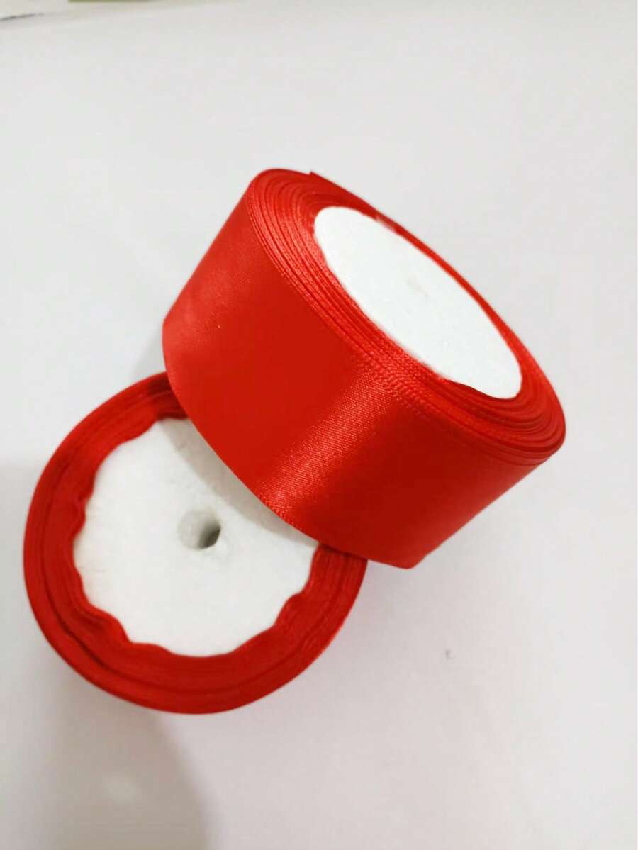 1/5 Stücke bunte Geschenkverpackungsschleife, Satinband, Seidenband, 4 cm breit, für künstliche Rosenblumen, Geschenkverpackung - Rot - Übersicht 1
