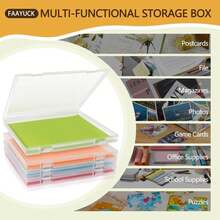 FAAYUCK 12x12 Inch Scrapbook Paper Storage, 4 Pack Plastic File Storage Box Set With Colorful Tab, Stackable Craft Organizer For Paper File, Photo, Craft Supply, Board Game, Office Supply, Vinyl Sheet - trắng - Xem 6