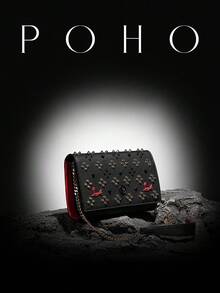 POHO Brand Luxury Women's Custom Letter Small Crossbody Chain Bag - V Black & Gold - Black - View 4