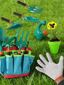 NEUSNEY Outdoor Gardening Children's Toy Set - Beach Wagon, Gloves, Digging Tools, Shovels, Gardening & Roleplay Toys, Gifts For Boys & Girls - Multicolor - View 4