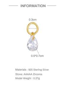 1pc DIY 18K Solid Gold CZ Dangle Hoop Charm Earring Chain Drop Pendent Accessory Dainty Cartilage Helix Tragus Lobe Piercing Gift For Her