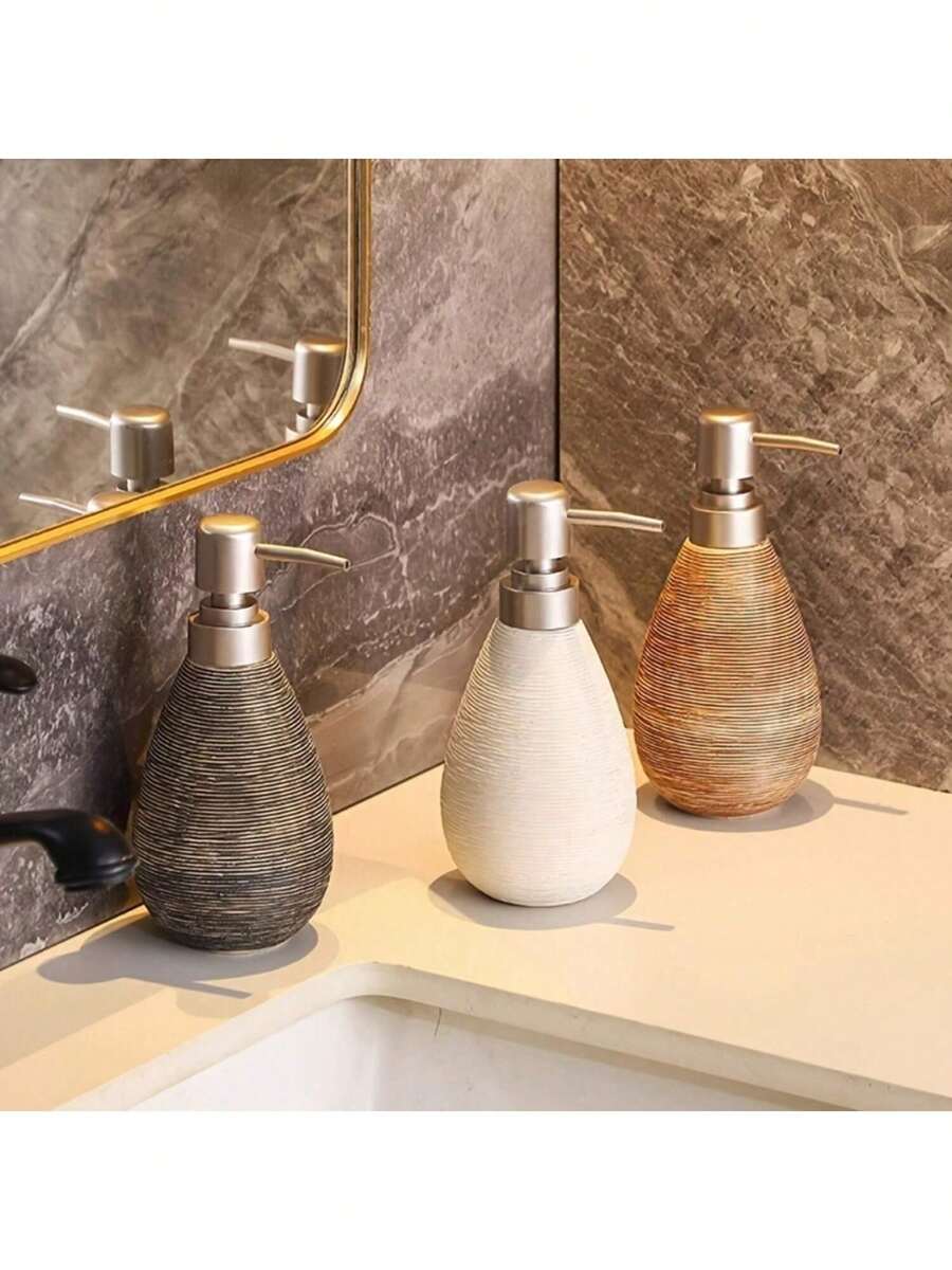1pc Creative Retro Style Ceramic Push-Type Soap Dispenser With Pump, Hand Soap Bottle, Suitable For Bathrooms Kitchens And Toilets