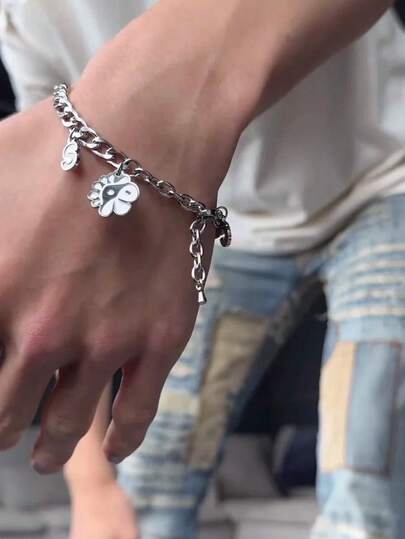 男女皆宜的个性化设计手链，手工制作的锌合金花卉图案，男女皆可佩戴，时尚别致