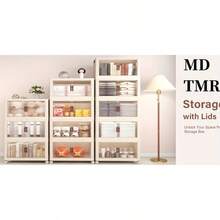 Caixas organizadoras com tampas - Caixa de armazenamento de 3 camadas de 49cm (48QT) (19.3in) - Ver 7