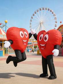 1 Set Adult Inflatable Heart Shaped Costume, Full Body Jumpsuit Fancy Dress, Inflatable Party Toy Mascot Costume, Suitable For Role Play Party, Valentine's Day Confession, Halloween, School Opening Ceremony, Extracurricular Activities, Festivals, Proposal - Red - View 4