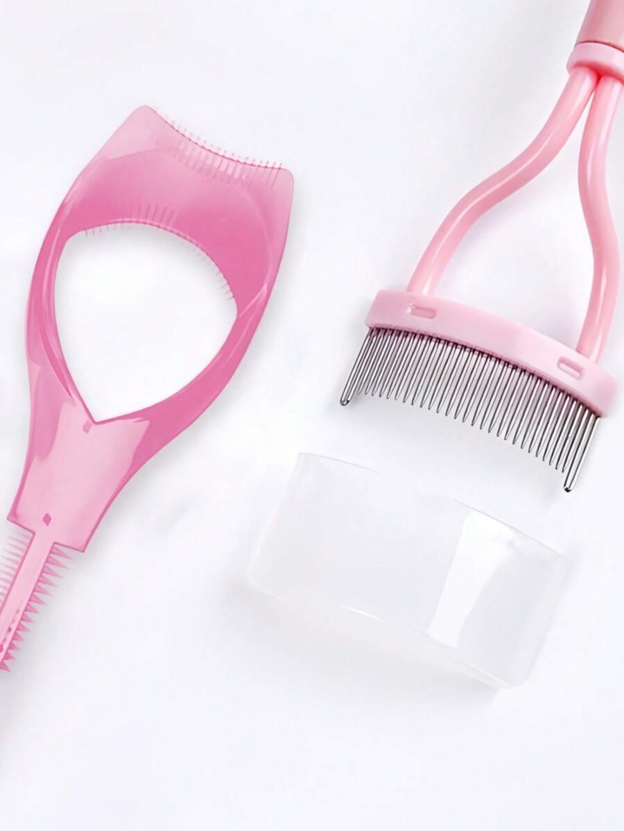 2件套睫毛产品 - 眉刷和睫毛刷，打造自然睫毛，防止睫毛膏结块，化妆工具，睫毛分离器，塑料睫毛导板，适合女性和女孩，2件套睫毛工具套装 - 睫毛辅助器和睫毛刷，打造自然不结块的睫毛，便携式睫毛梳，眉毛修饰刷化妆工具 - 粉色 - 查看 1