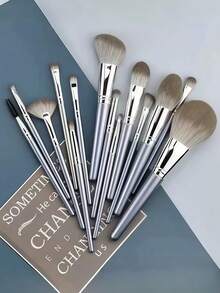 14pcs Makeup Brush Set, Including Powder Brush, Blush Brush, Foundation Brush, Eyeshadow Brush, Blending Brush, Contour Brush, Portable Soft Hair Makeup Tools - Multicolor - View 8