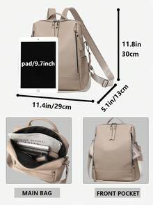 防盗复古PU软皮双肩包女包，多功能时尚日常包，多口袋轻便旅行包，大容量简约书包，便捷书包，适合学生、护士、教师、商务人士、旅行度假、商务出行、日常通勤、购物、办公、约会、徒步、训练、工作、生日礼物、节日礼物、背包 - 彩色 - 查看 3