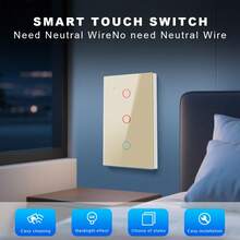 مفتاح إضاءة ذكي بتقنية واي فاي بلمسة - لا يتطلب سلك محايد، يعمل مع أليكسا وتطبيق توييا، تحكم صوتي وعن بعد، وظيفة المؤقت والمجموعة، لوحة زجاجية مقسى مع إضاءة خلفية، سهل التركيب/ذهبي - الذهبي - مشاهدة 1