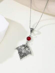 1件哥特式神秘吸血蝙蝠吊坠项链异教复古朋克风格男士派对配饰情侣套装 - 項鍊 - 查看 4