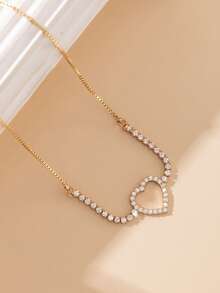 Nooxian 1件 时尚简约心形锆石可调节手链（锆石数量随机） - 金黃色 - 查看 5