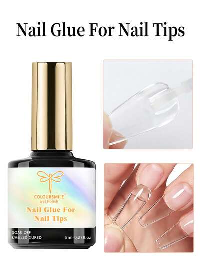 Super Strong Nail Glue For Acrylic Nails,Nail Tips, Press On Nails,Fake Nails, Salon Quality Brush On Nail Glue Easy Application Long-Lasting False Nail Glue