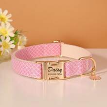 Customized Daisy Pendant Nylon Pet Collar With Engraved ID Tag, Adjustable Anti-Lost Collar, Matching Leash, Personalized Gift - Multicolor - View 23