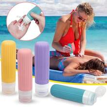 4 Pcs Botellas de Viaje90 ml Botellas de Portatiles de Aprobadas por la TSA Prueba de Fugas Exprimibles Sin BPA Vontenedores de Viaje de Silicona con Bolsa de Aseo Transparente Multicolor - Multicolor - Ver 6