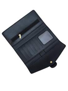 Carteira feminina vintage estilo vintage, longa, grande, floral, com zíper duplo, para celular, multifuncional, moderna, para dinheiro e outras despesas. - Preto - Ver 5