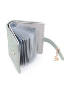 RFID Green Premium Anti-Magnetic Anti-Theft Card Holder Wallet, 20 Card Slots, ID Card Case, Bank Card Holder, Health Insurance Card Organizer, Can Hold Cash, Great Gift For Parents, Girlfriends, Classmates, Multi-Function Card Pouch, High-Quality PU Leather With Metal Pendant - Green - View 5