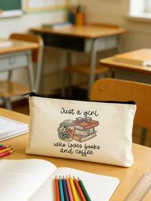 5/2/1pcs Floral & Book Reading Themed Canvas Zipper Storage Bags Gift Packaging Set, Creative "You're Awesome" Motivational Small Gift Bags, Suitable For Back To School, Graduation, Travel, Birthday, Anniversary, Teacher's Day, Appreciation Gifts - Beige - View 18