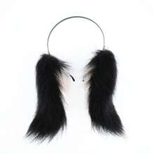 Cute Rabbit Ears Headband Long Furry Dog Ears Animal Cosplay Headband (D Black) - DBlack - Ver 4
