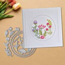 创意花朵和圆形金属切割模具，DIY剪贴簿相册和压花模板，贺卡制作工具，卡片纸切割工艺品，礼品卡制作模板模切。