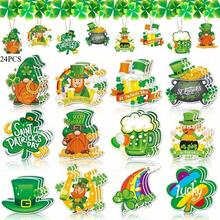 12/24个装 圣帕特里克节装饰吊牌 矮人吊牌 爱尔兰节日 节日气氛装饰吊牌 - 綠色 - 查看 7