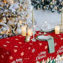 Pedenty 3-Piece 54 X 108 Inch Christmas Plastic Tablecloth – Merry Christmas Snowflake, Santa, And Snowman Design, Disposable Rectangle Table Cover For Holiday Dining, Parties, Christmas Decorations - ChristmasSnowflake - View 6